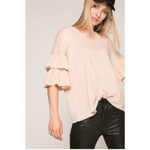Answear - Sweter. Szare swetry klasyczne marki ANSWEAR, z dzianiny, z krótkim rękawem. W wyprzedaży za 29,90 zł.