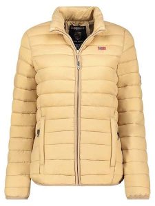 Geographical Norway Kurtka pikowana "Atika" w kolorze żółtym rozmiar: M. Żółte kurtki Geographical Norway, m, z aplikacjami, bez kaptura. Za 136,13 zł.