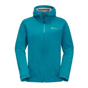 Kurtka przeciwdeszczowa damska Jack Wolfskin Highest Peak. Niebieskie kurtki Jack Wolfskin, xs, bez wzorów, bez kaptura. Za 519,99 zł.