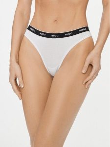 Hugo Stringi 50510622 Biały. Białe stringi Hugo, bez wzorów, z bawełny. Za 89,99 zł.