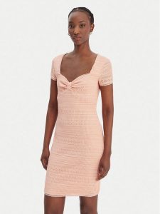 Guess Sukienka codzienna W6GK15 K2950 Pomarańczowy Slim Fit. Brązowe sukienki Guess, na co dzień, l, z aplikacjami, z syntetyku, bez kołnierzyka, bez ramiączek, proste. Za 569,99 zł.