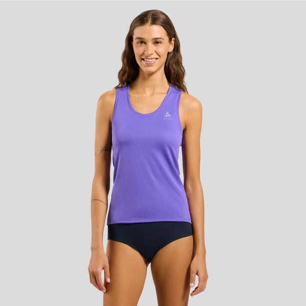 Koszulka damska Odlo ACTIVE F-DRY LIGHT BL TOP crew neck singlet. Czarne bluzki ODLO, bez wzorów, bez kołnierzyka, bez ramiączek. W wyprzedaży za 152,99 zł.