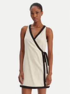 Seafolly Sukienka letnia Beach Bound 55589-DR Beżowy Slim Fit. Brązowe sukienki Seafolly, na lato, l, bez wzorów, ze lnu, bez kołnierzyka, bez ramiączek. Za 579,99 zł.