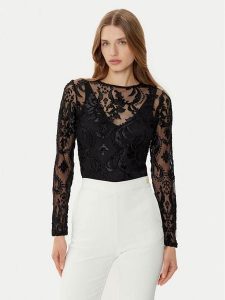 Morgan Bluzka 242-TENDRE Czarny Slim Fit. Czarne bluzki Morgan, m, bez wzorów, z syntetyku, bez kołnierzyka, bez ramiączek. Za 139,99 zł.