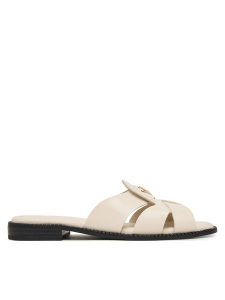 Tommy Hilfiger Klapki Leather Crest Square Toe Sandals FW0FW09126 Kremowy. Białe klapki TOMMY HILFIGER, bez wzorów, ze skóry, bez obcasa. Za 407,99 zł.