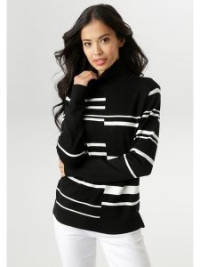 Aniston Golf w kolorze czarno-białym rozmiar: 42. Czarne golfy Aniston, bez wzorów. Za 70,08 zł.