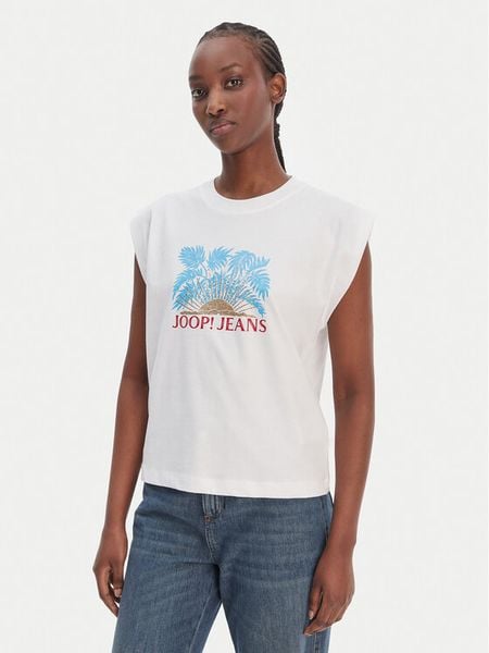 JOOP! Jeans T-Shirt Tosha 30102133 Biały Regular Fit. Białe t-shirty Joop! Jeans, m, bez wzorów, z bawełny, bez kołnierzyka, bez ramiączek. Za 167,99 zł.