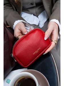 Victor & Hugo Paris Skórzany portfel "Gema" w kolorze czerwonym - 15 x 10 x 5 cm rozmiar: onesize. Czerwone portfele Victor & Hugo Paris, bez wzorów, z materiału. Za 100,99 zł.