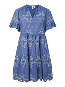 YAS Sukienka w kolorze niebieskim rozmiar: 34. Niebieskie sukienki YAS, bez wzorów, z bawełny, bez kołnierzyka, bez ramiączek, midi. Za 204,95 zł.