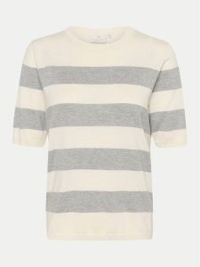 Kaffe Sweter Lizza 10508410 Szary Regular Fit. Szare swetry klasyczne Kaffe, l, z wiskozy, bez kołnierzyka. Za 119,99 zł.
