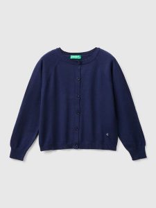 Benetton Kardigan w kolorze granatowym rozmiar: 168. Niebieskie kardigany Benetton, z bawełny. Za 87,61 zł.