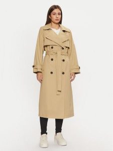 Tommy Jeans Trencz DW0DW20280 Beżowy Regular Fit. Brązowe płaszcze Tommy Jeans, xl, bez wzorów, z bawełny, bez kaptura. Za 779,99 zł.