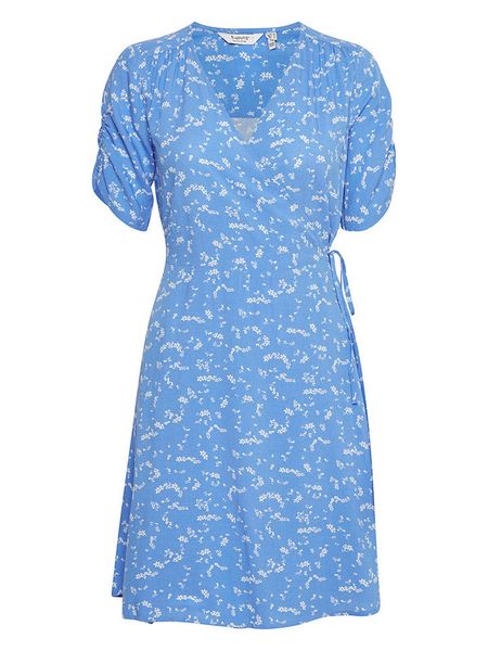 B.young Sukienka w kolorze niebieskim rozmiar: 36. Niebieskie sukienki b.young, na imprezę, s, bez wzorów, z wiskozy, klasyczne, bez kołnierzyka, bez ramiączek, mini. Za 48,28 zł.