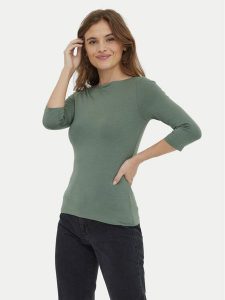 Vero Moda Bluzka Panda 10274133 Zielony Regular Fit. Zielone bluzki Vero Moda, s, bez wzorów, z bawełny, bez kołnierzyka, bez ramiączek. Za 99,99 zł.
