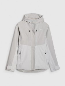 4F Kurtka trekkingowa membrana 10000 damska - szara S. Szare kurtki 4f, m, bez wzorów, z dzianiny, bez kaptura. W wyprzedaży za 299,99 zł.