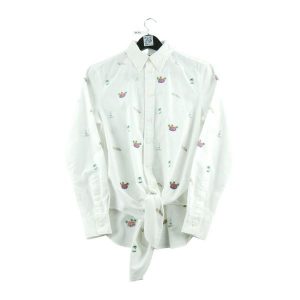 Second life - Klasyczna koszula wzorzysta dla kobiet - Jak nowy. Białe koszule Ralph Lauren, bez wzorów, bez kołnierzyka, bez ramiączek. Za 152,24 zł.