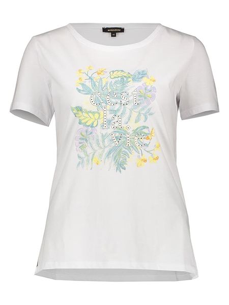 More & More Koszulka w kolorze białym rozmiar: 40. Białe bluzki More & More, bez wzorów, z bawełny, bez kołnierzyka, bez ramiączek. Za 48,16 zł.