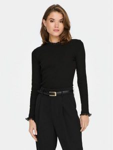 ONLY Bluzka Leslie 15277888 Czarny Regular Fit. Czarne bluzki ONLY, xl, bez wzorów, z bawełny, bez kołnierzyka, bez ramiączek. Za 129,99 zł.