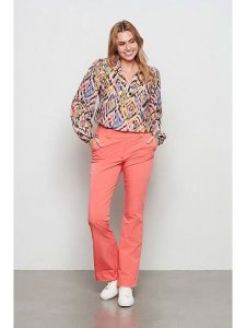 &Co Woman Spodnie "Penelope" w kolorze łososiowym rozmiar: L. Pomarańczowe spodnie z wysokim stanem &Co Woman, bez wzorów, z materiału, z podwyższonym stanem. Za 163,95 zł.