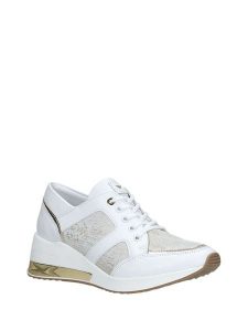 Wojas Skórzane sneakersy w kolorze biało-złotym rozmiar: 40. Białe trampki Wojas, bez wzorów, ze skóry, bez zapięcia. Za 184,46 zł.