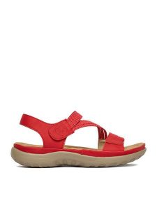 Rieker Sandały CEO-64870-33 Czerwony. Czerwone sandały Rieker, bez wzorów, ze skóry, bez obcasa, na płaskiej podeszwie, bez zapięcia. Za 319,99 zł.