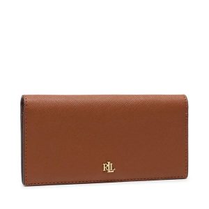 Portfel LAUREN RALPH LAUREN. Brązowe portfele Lauren Ralph Lauren, bez wzorów. Za 445,99 zł.