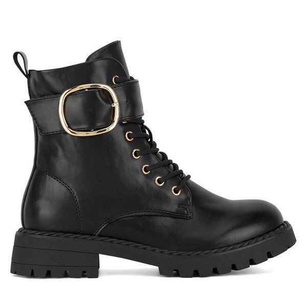 Trzewiki DeeZee. Czarne botki DeeZee, bez wzorów, bez obcasa, na płaskiej podeszwie, bez zapięcia. Za 129,99 zł.