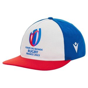 Czapka typu snapback Macron RWC France 2023. Białe czapki MACRON, bez wzorów, z materiału, sportowe. Za 128,50 zł.
