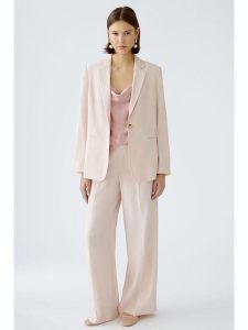 Oui Spodnie w kolorze beżowym rozmiar: 38. Brązowe spodnie z wysokim stanem Oui, bez wzorów, z materiału, z podwyższonym stanem. Za 159,59 zł.