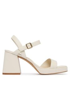 Aldo Sandały Montse 14053640 Kremowy. Białe sandały ALDO, bez wzorów, ze skóry, bez obcasa, na słupku, bez zapięcia. Za 319,99 zł.