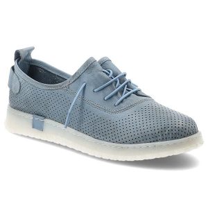 Półbuty damskie Ravini, ze skóry naturalnej licowej ażurowa cholewka sznurowanie lekka podeszwa casual, niebieskie, 2020-1. Niebieskie półbuty Ravini, w ażurowe wzory, ze skóry, bez obcasa, na płaskiej podeszwie, bez zapięcia. Za 279,00 zł.