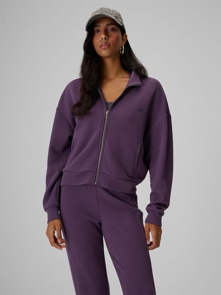4F Bluza dresowa loose bez kaptura damska - fioletowa M. Fioletowe bluzy 4f, m, bez wzorów, z dresówki, bez kaptura. Za 169,99 zł.