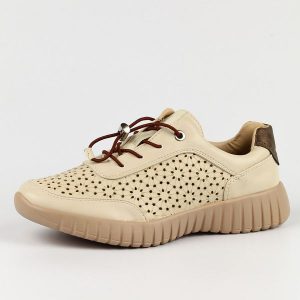 Beżowe Gr ażurowe półbuty damskie M.Daszyński 2270-2. Brązowe półbuty M.Daszyński, w ażurowe wzory, ze skóry, bez obcasa, bez zapięcia. Za 139,00 zł.