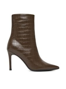 Eva Minge Botki EO-DEMI-GLC6303-6-320 Brązowy. Brązowe botki Eva Minge, bez wzorów, ze skóry, bez obcasa, na szpilce, bez zapięcia. Za 359,99 zł.