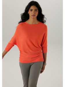 Aniston Sweter w kolorze pomarańczowym rozmiar: 36. Pomarańczowe swetry oversize Aniston, bez wzorów, bez ramiączek. Za 52,55 zł.