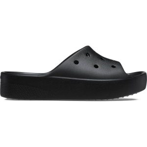 Klapki plażowe damskie Crocs Classic Platform Slide. Czarne klapki Crocs, bez wzorów, bez obcasa. Za 169,99 zł.