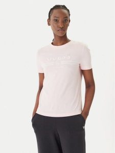 Guess T-Shirt V6GI07 K2968 Różowy Regular Fit. Czerwone t-shirty Guess, l, z aplikacjami, z bawełny, bez kołnierzyka, bez ramiączek. Za 154,99 zł.