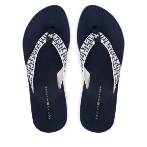 Japonki Tommy Hilfiger. Niebieskie klapki TOMMY HILFIGER, bez wzorów, bez obcasa. Za 189,99 zł.