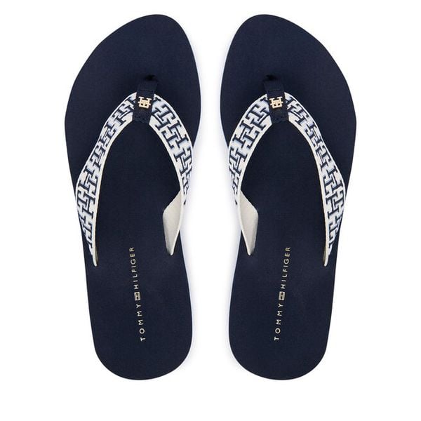Japonki Tommy Hilfiger. Niebieskie klapki TOMMY HILFIGER, bez wzorów, bez obcasa. Za 189,99 zł.