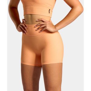 Szorty sportowe damskie żebrowane. Brązowe spodenki sportowe NORDICDOTS, bez wzorów, z nylonu, sportowe. Za 235,00 zł.