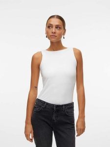 Vero Moda Top w kolorze białym rozmiar: L. Białe topy Vero Moda, l, bez wzorów, bez kołnierzyka, bez ramiączek. Za 56,99 zł.