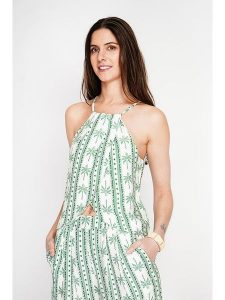 ASSUILI Top w kolorze zielonym rozmiar: 42. Zielone topy Assuili, bez wzorów, z asymetrycznym kołnierzem, bez ramiączek. Za 65,99 zł.