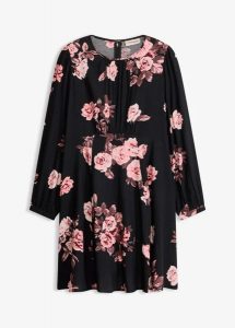Sukienka tunikowa. Czarne sukienki bonprix, bez wzorów, z wiskozy, bez kołnierzyka, bez ramiączek. Za 142,99 zł.