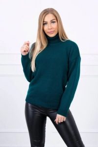 Sweter z wywijanym golfem morski. Zielone golfy KESI, bez wzorów, z wełny. Za 139,05 zł.