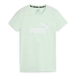 Koszulka damska Puma ESS Logo Tee. Zielone bluzki Puma, s, bez wzorów, z bawełny, sportowe, bez kołnierzyka, bez ramiączek. Za 79,00 zł.