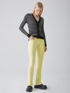 LTB Dżinsy "Fallon" - Flare fit - w kolorze żółtym rozmiar: W25/L34. Żółte jeansy LTB, z aplikacjami. Za 74,63 zł.