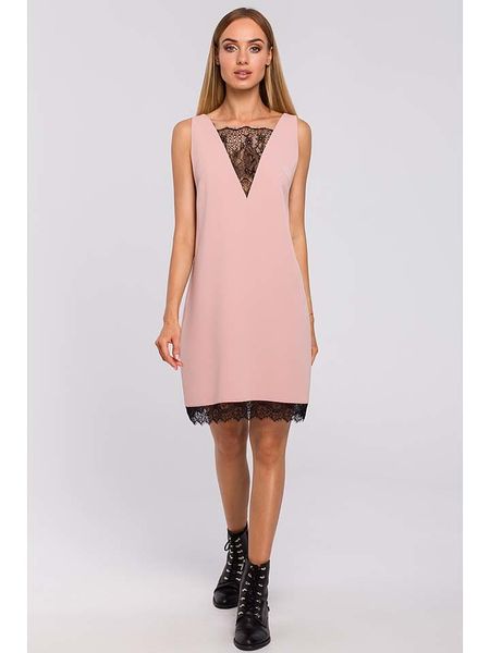 Made of emotion Sukienka w kolorze jasnoróżowym rozmiar: XXL. Różowe sukienki Made Of Emotion, xxl, bez wzorów, z koronki, bez kołnierzyka, bez ramiączek, midi. Za 61,60 zł.