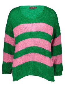 Miss goodlife Sweter w kolorze zielono-różowym rozmiar: XL. Różowe swetry oversize miss goodlife, xl, bez wzorów, z wełny, bez ramiączek. Za 149,31 zł.