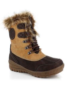 Kimberfeel Kozaki zimowe "Elena" w kolorze jasnobrązowym rozmiar: 37. Brązowe kozaki Kimberfeel, na zimę, bez wzorów, z materiału, z okrągłym noskiem, bez obcasa, bez zapięcia. Za 187,96 zł.