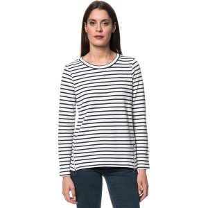 Sweter w kolorze biało-czarnym. Białe swetry klasyczne marki Tom Tailor, w paski. W wyprzedaży za 120,95 zł.